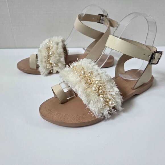Free People Shoes - Free People Sun Peaks Sandals Size 7 Embellished Beaded Fringe Boho Wedding NWOT